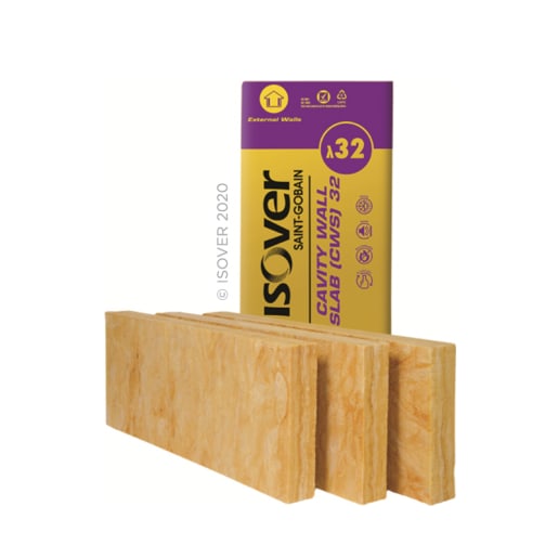 Isover Cavity Wall Slab 32 1.2m x 455 x 75mm Pack of 10